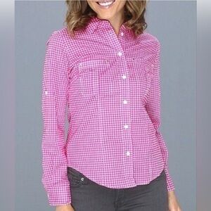 Kors Michael Kors Women’s Pink Gingham Button Down P/S
